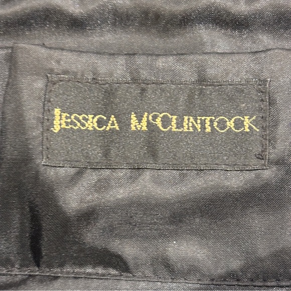Vintage Jessica McClintock Black Textured Clutch Purse Handbag Chain Strap - Picture 6 of 6